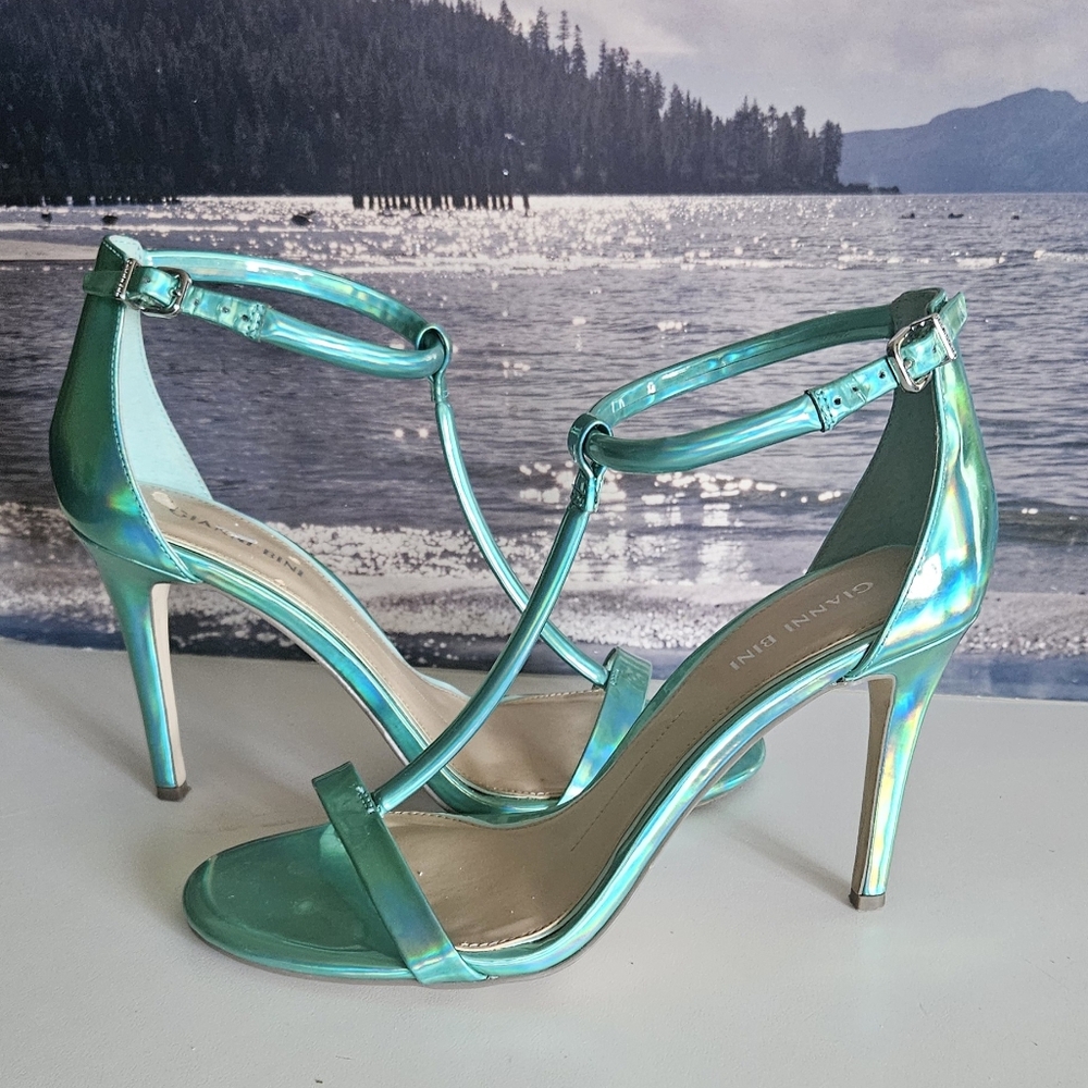 Gianni Bini Iridescent T-Strap Heels